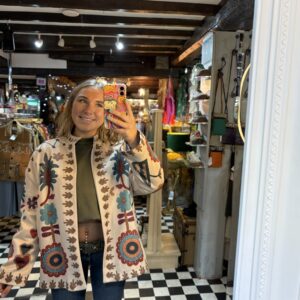 Suede Style Printed Jacket 'LOVE'