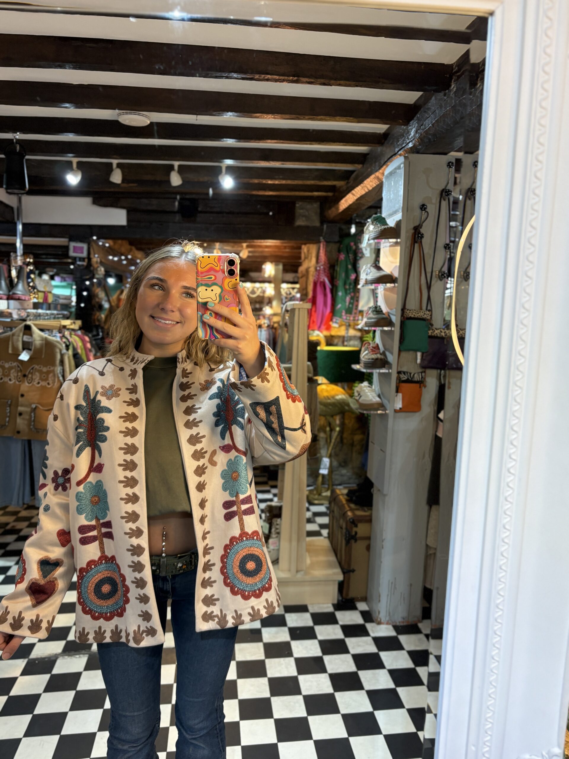 Suede Style Printed Jacket 'LOVE'