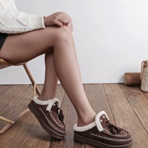 Brown fur lined chunky sole slipper