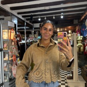 Faux Suede Cut Out Detail Jacket