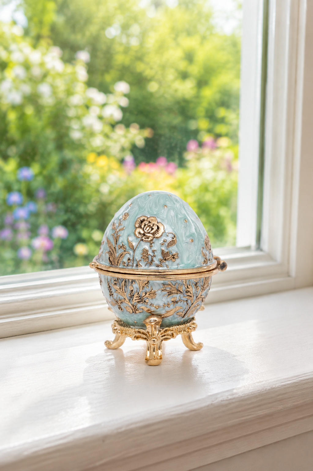 Floral Egg Trinket Box