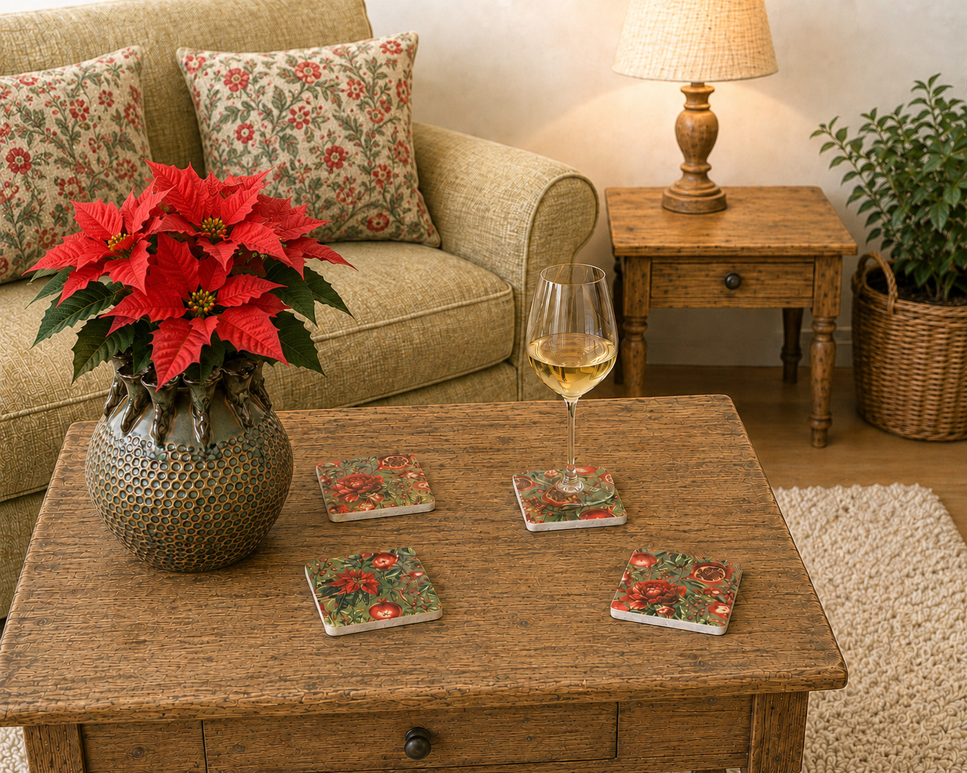 Pomegranate Coasters Set of 4