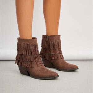 Brown Tassel Short Cowboy Boot