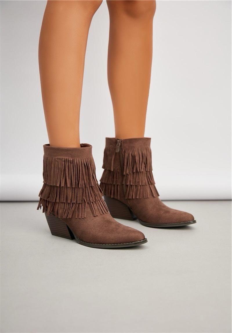 Brown Tassel Short Cowboy Boot